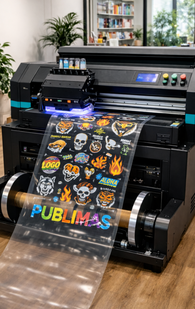 Máquina de DTF imprimiendo un diseño